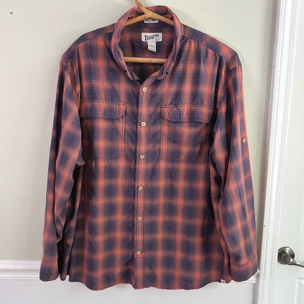 Duluth Trading Mens Plaid Shirt 2XL Relaxed‎ Fit Long Sleeve Button Up